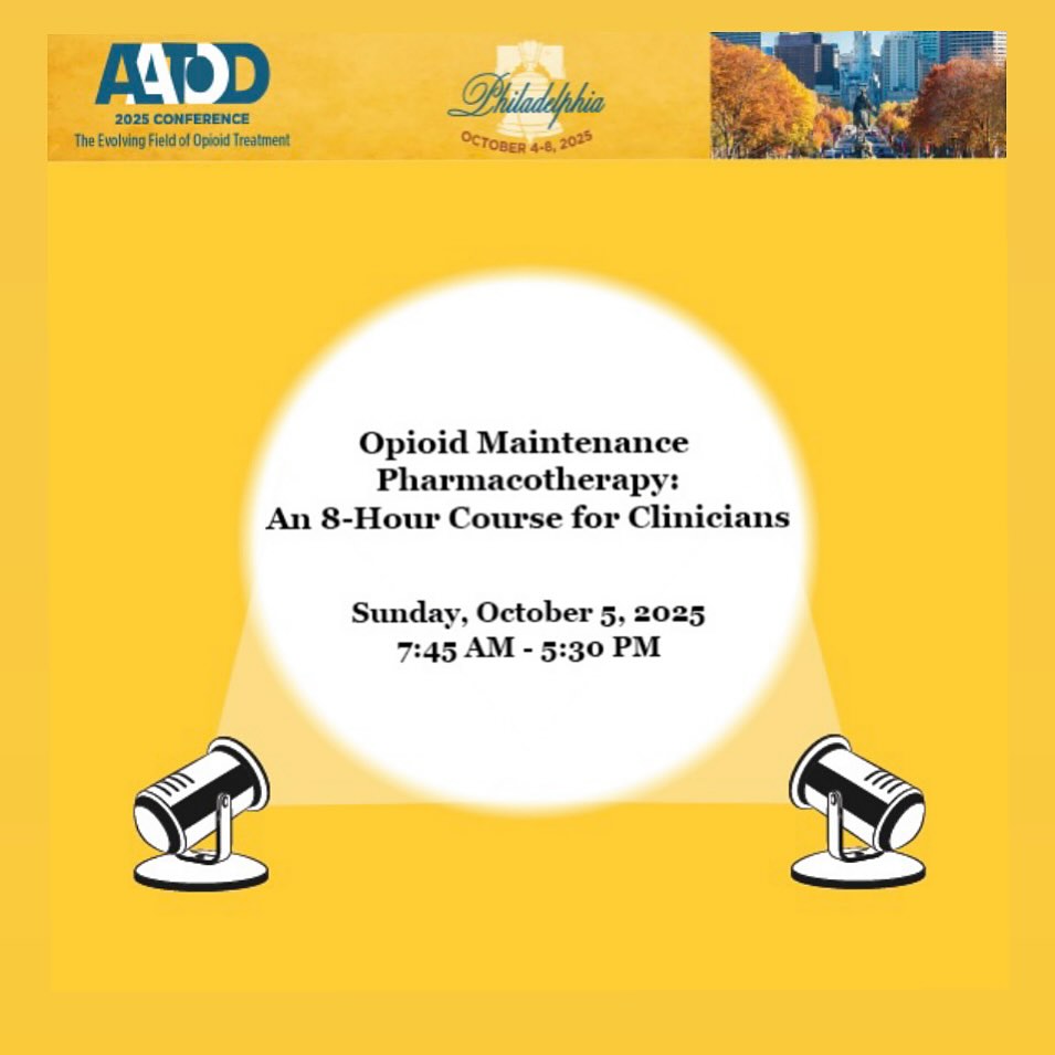 ‼️Clinicians, take note!
We are shining the spotlight on the Clinicians Course, which will be offered during the #aatod2025 Conference in Philadelphia.
The $300.00 separate registration fee includes course materials.
Register now for our highly anticipated pre-conference session.
Details 🔗bit.ly/4mqsd0B
#theevolvingfieldofopioidtreatment